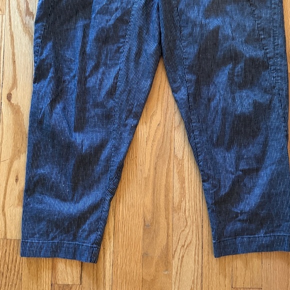 Transit Par Such sz 6 Button-Up Pants navy stripe button fly cotton linen pants - Picture 3 of 8